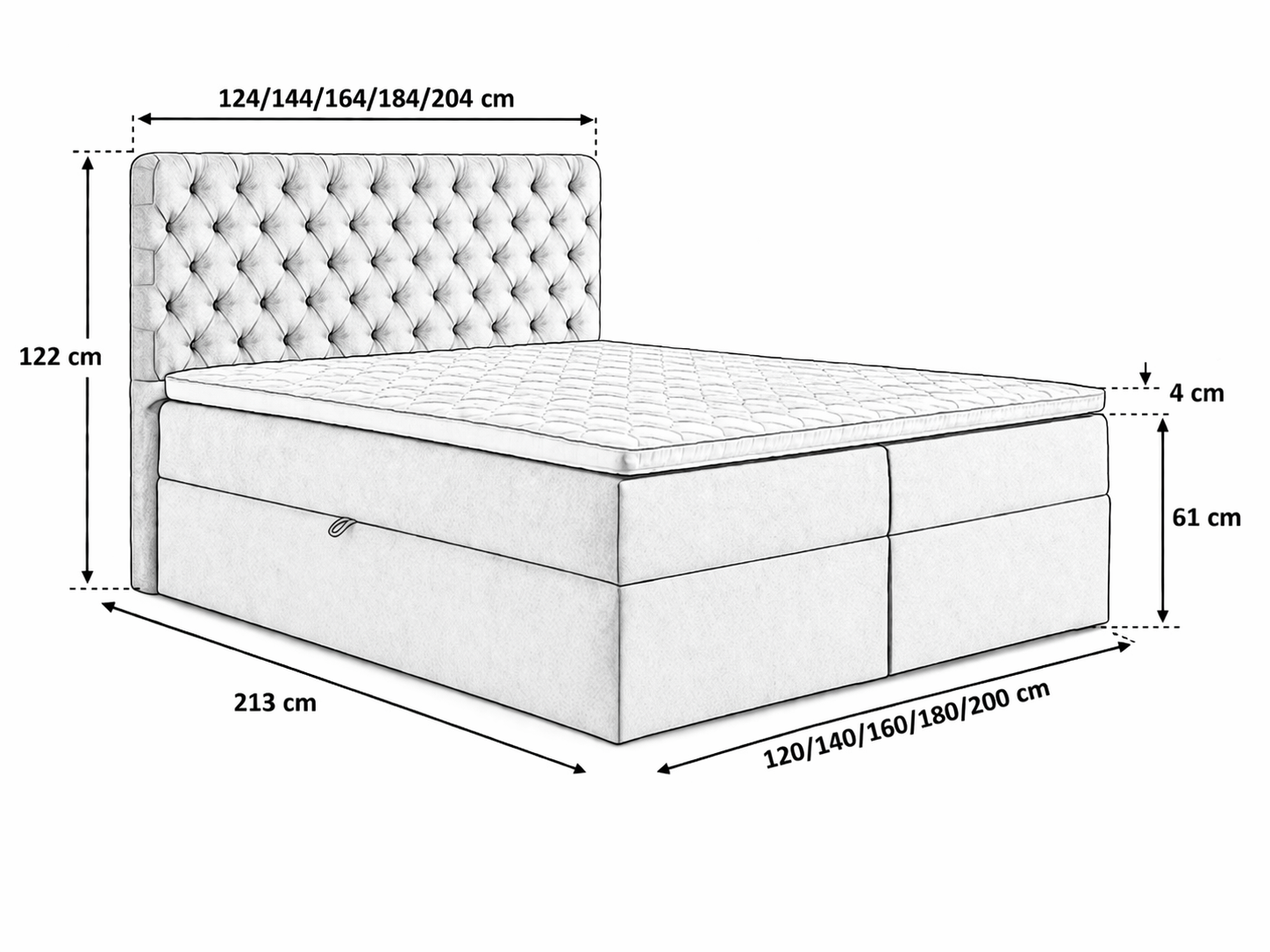 Łóżko kontynentalne Chesterfield